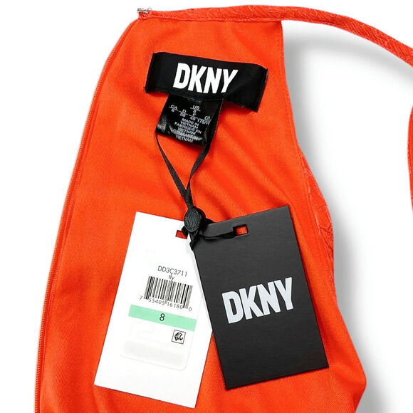 DKNY Halter Twist Waist Chiffon Midi Dress A Line Tigerlily 8 Quiet Luxury Party - Picture 10 of 15